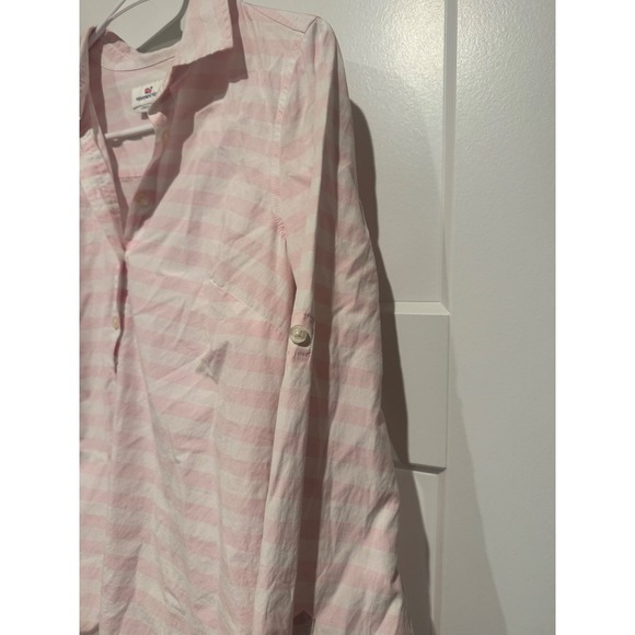 Vineyard Vines Pink White Stripe Button Up Shirt Women's Size 2 Long Sleeve - Picture 9 of 9